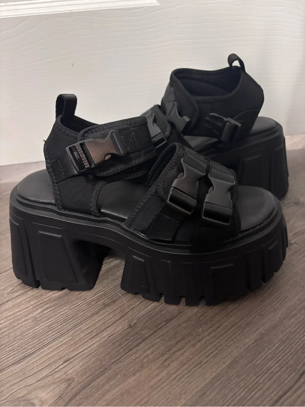Dolls Kill / Darker Wavs Black Utopia Platform Sandals